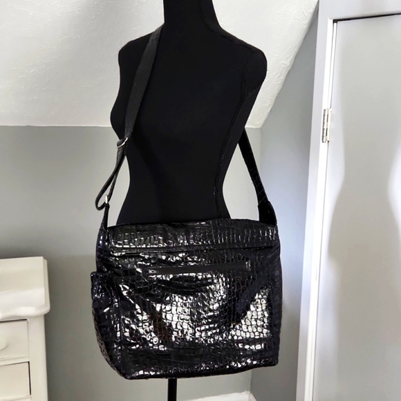 Timi & Leslie Baby Bag, Black Patent, 'crocodile' - Picture 13 of 13